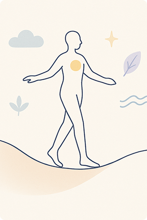 Dessin d'une silouhette marchant symbolisant l'acceptation et l'engagement.